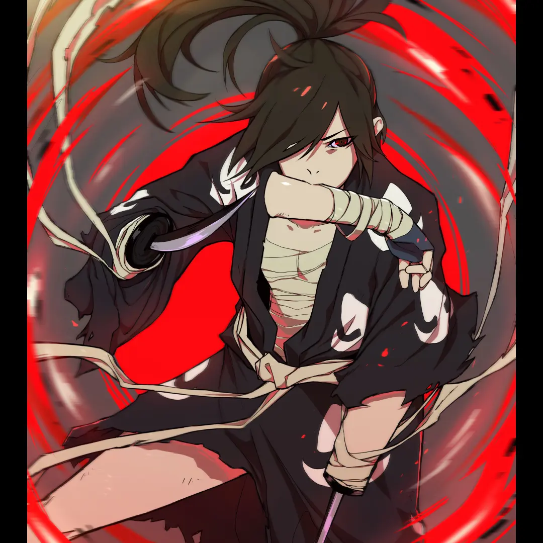 Hyakkimaru action pose digital illustration by JUSWA